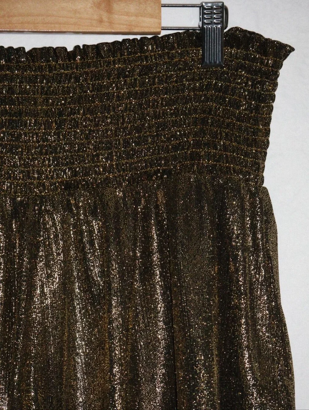 Pants Store High-Waist Shimmery Metallic Gold Fly Away Swing Shorts.